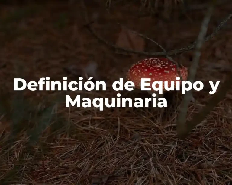 Definición de Equipo y Maquinaria