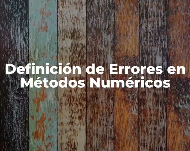 Definición de Errores en Métodos Numéricos