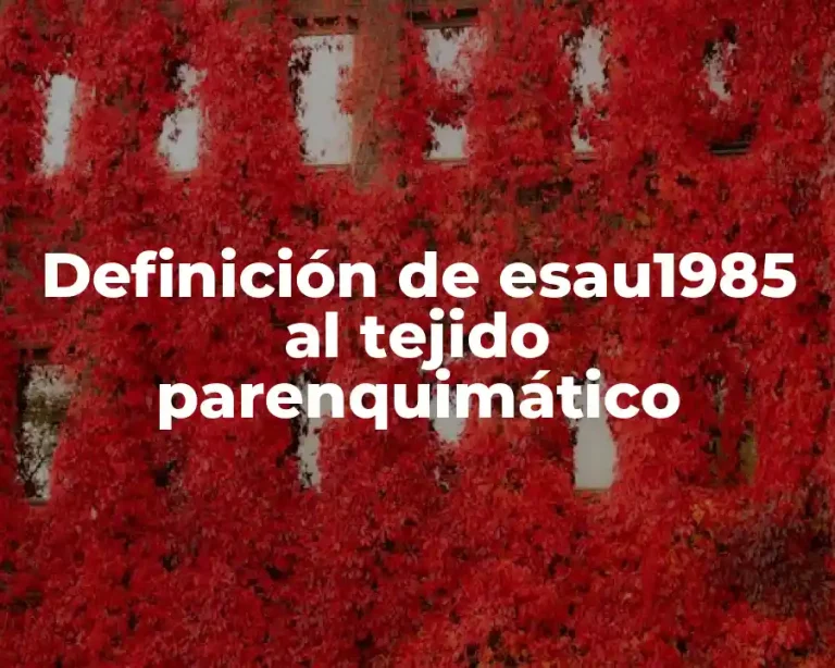 Definición de esau1985 al tejido parenquimático