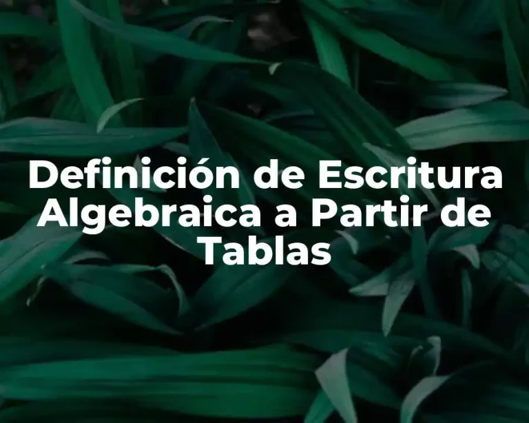 Definición de Escritura Algebraica a Partir de Tablas