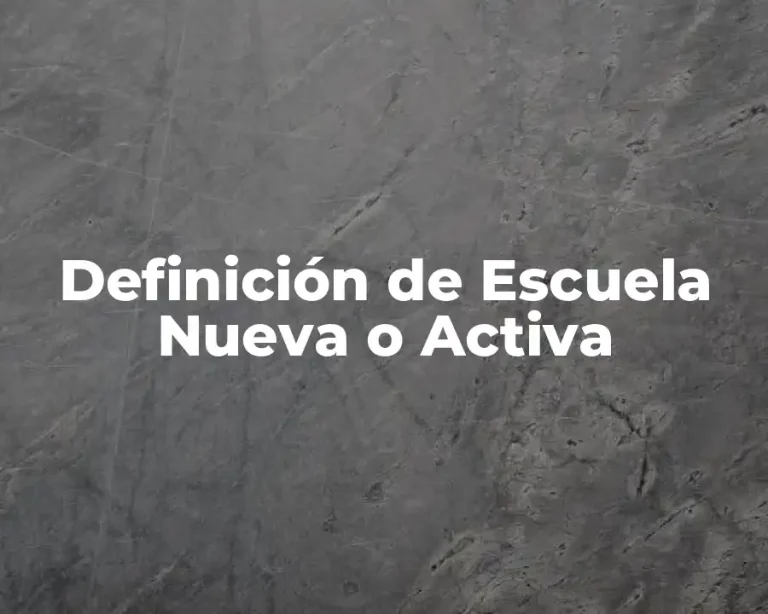 Definición de Escuela Nueva o Activa