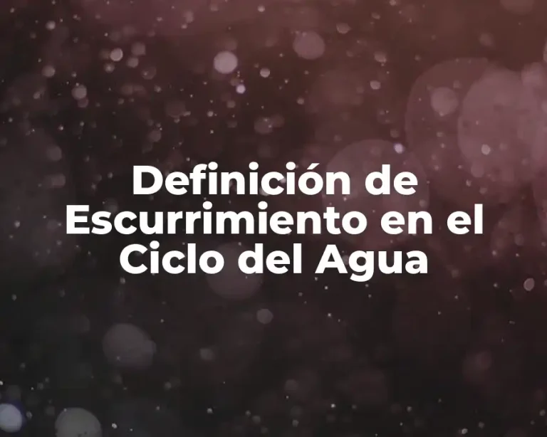 Definición de Escurrimiento en el Ciclo del Agua