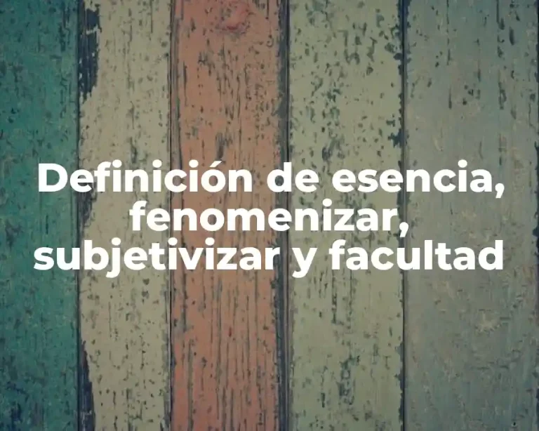 Definición de esencia, fenomenizar, subjetivizar y facultad