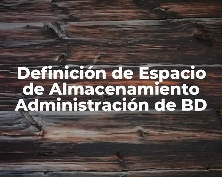 Definición de Espacio de Almacenamiento Administración de BD