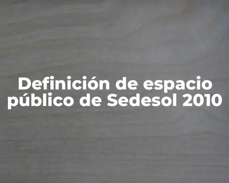 Definición de espacio público de Sedesol 2010