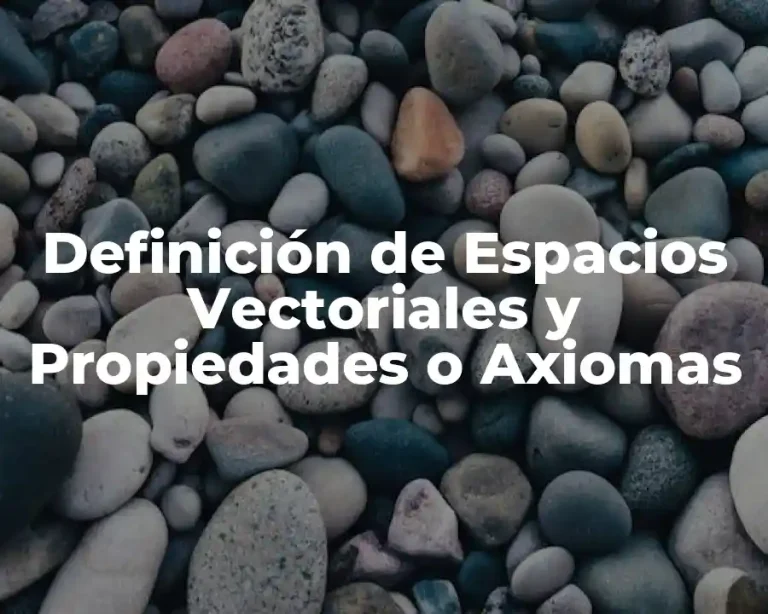 Definición de Espacios Vectoriales y Propiedades o Axiomas