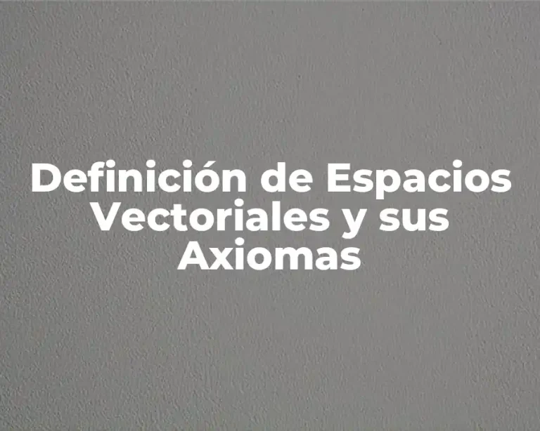 Definición de Espacios Vectoriales y sus Axiomas