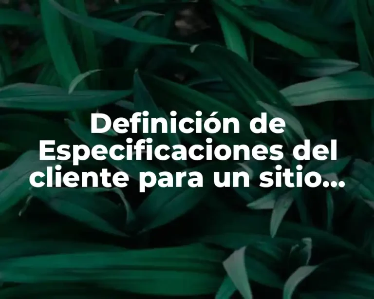 Definición de Especificaciones del cliente para un sitio web