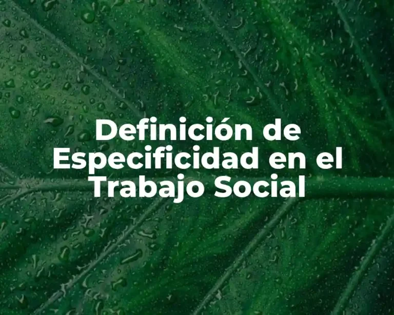 Definición de Especificidad en el Trabajo Social