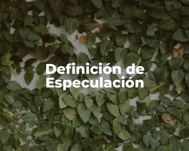 Definición de Especulación