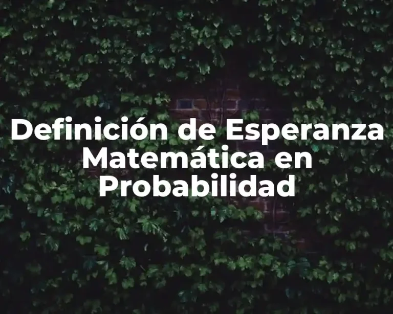 Definición de Esperanza Matemática en Probabilidad