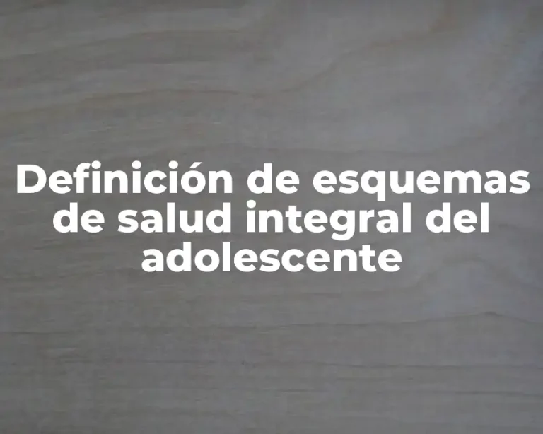 Definición de esquemas de salud integral del adolescente