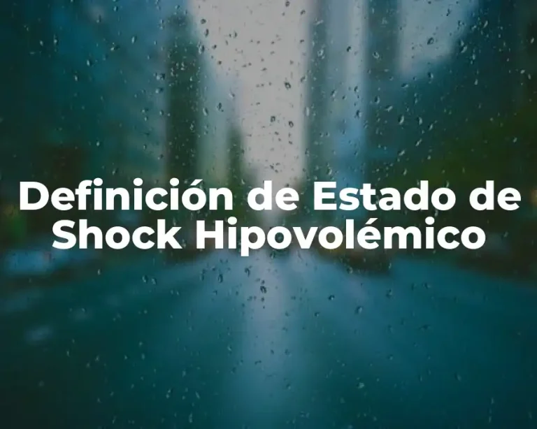 Definición de Estado de Shock Hipovolémico