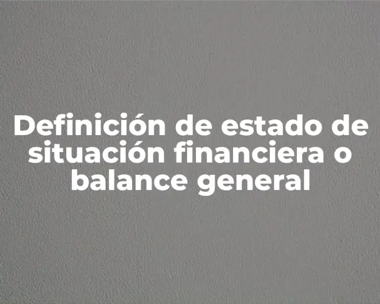 Definición de estado de situación financiera o balance general