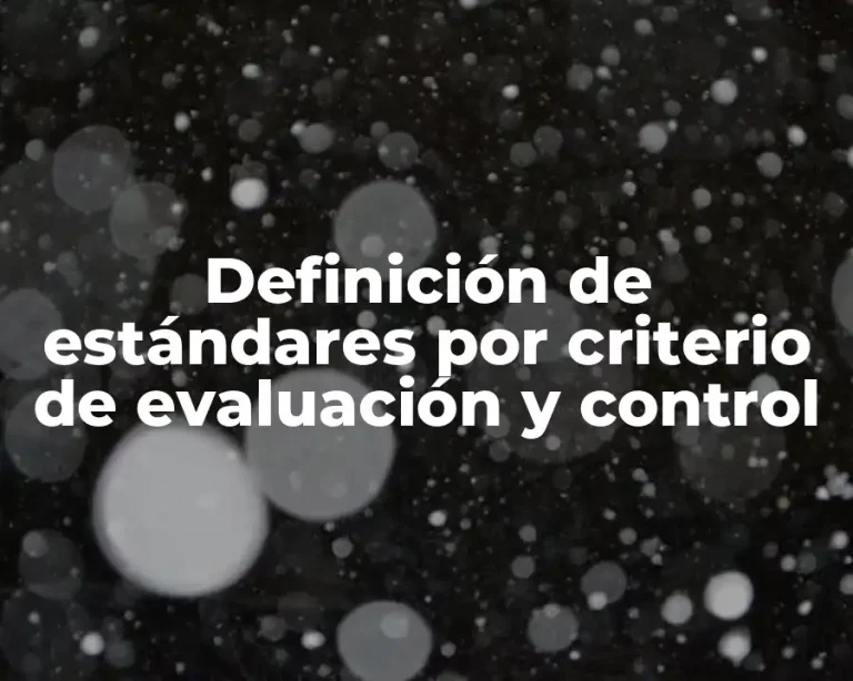 Definición de estándares por criterio de evaluación y control
