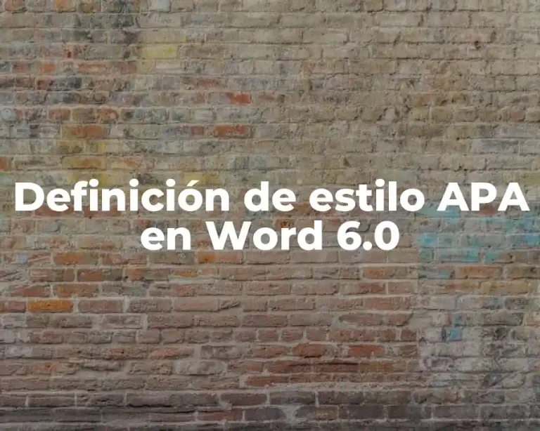 Definición de estilo APA en Word 6.0