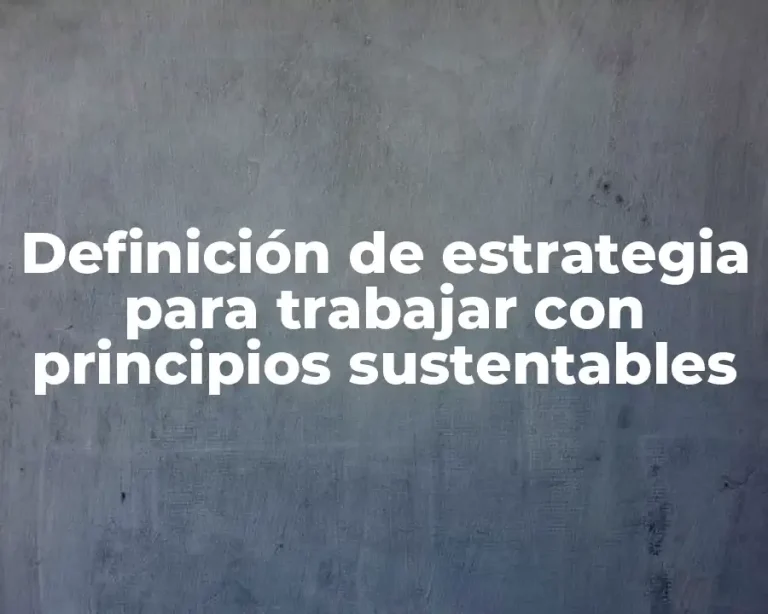 Definición de estrategia para trabajar con principios sustentables