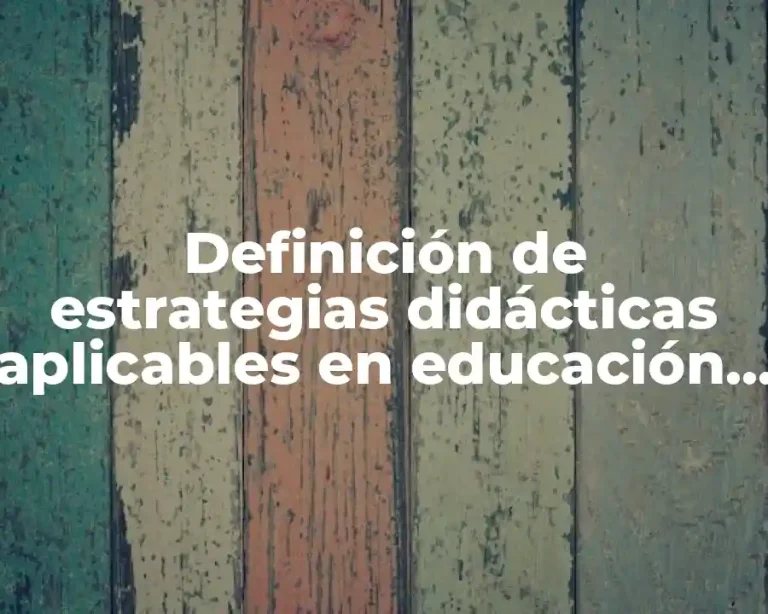 Definición de estrategias didácticas aplicables en educación básica