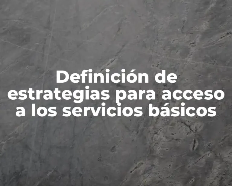 Definición de estrategias para acceso a los servicios básicos