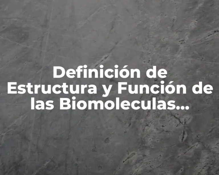 Definición de Estructura y Función de las Biomoleculas Orgánicas