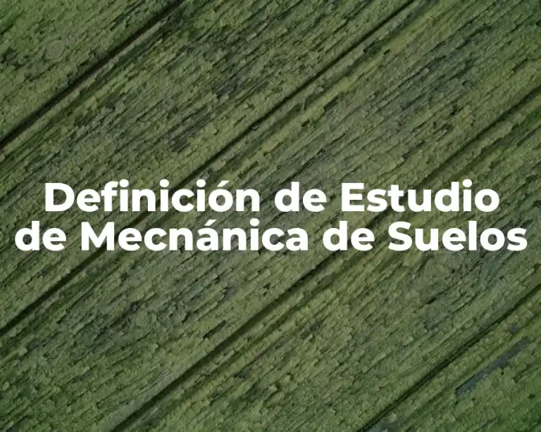 Definición de Estudio de Mecnánica de Suelos