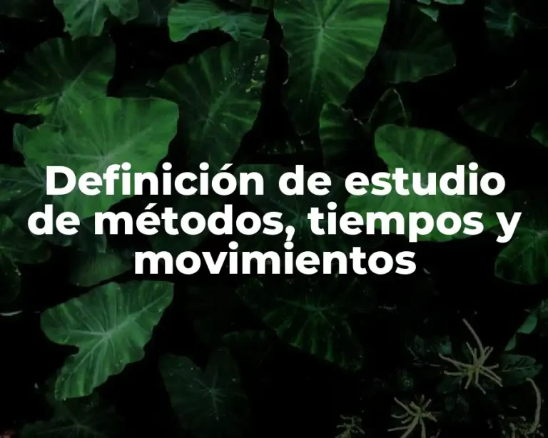 Definición de estudio de métodos, tiempos y movimientos