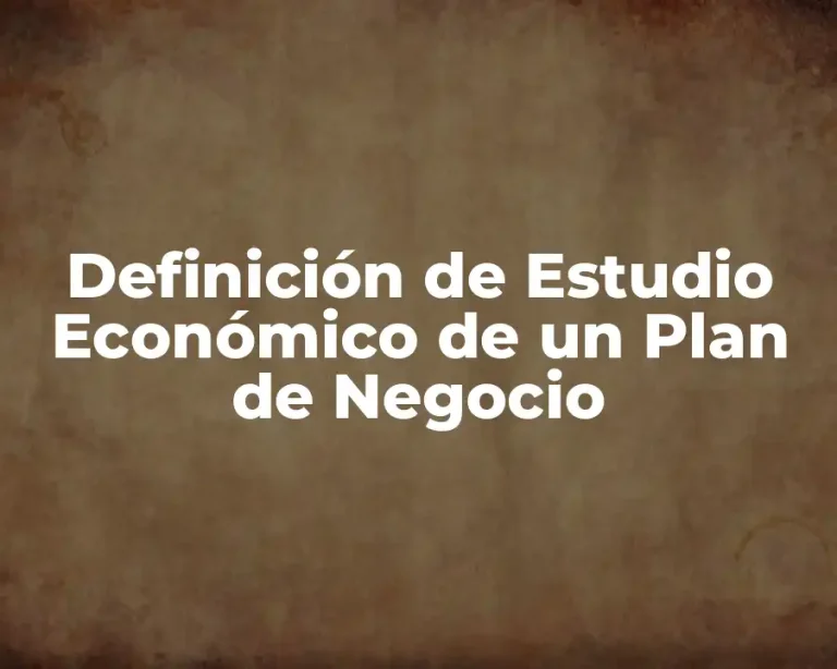Definición de Estudio Económico de un Plan de Negocio