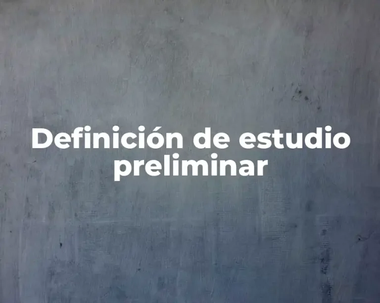Definición de estudio preliminar