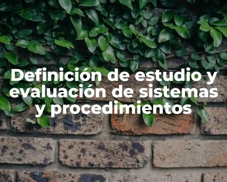Definición de estudio y evaluación de sistemas y procedimientos