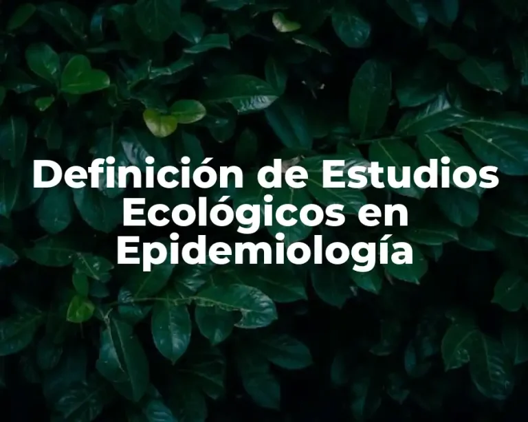 Definición de Estudios Ecológicos en Epidemiología