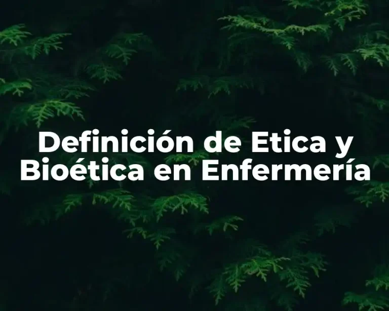 Definición de Etica y Bioética en Enfermería