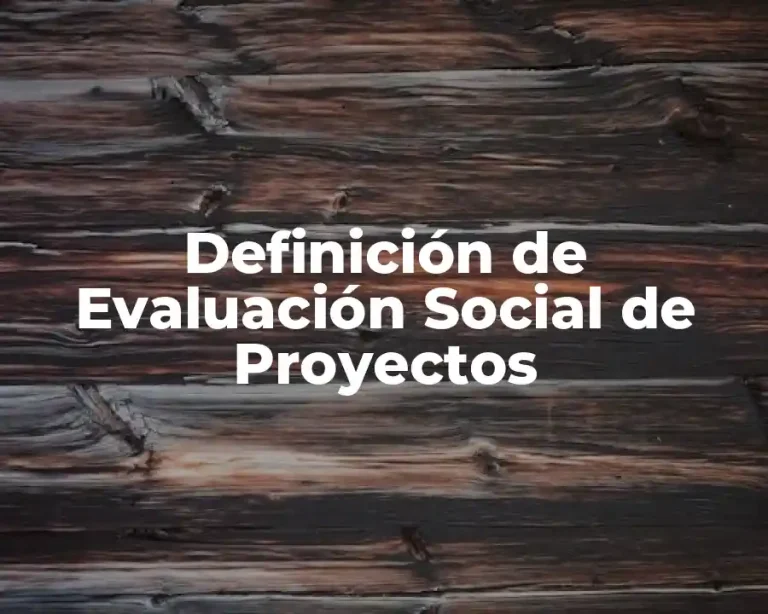 Definición de Evaluación Social de Proyectos
