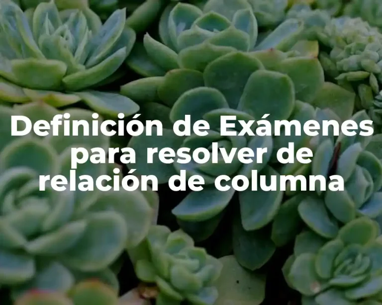 Definición de Exámenes para resolver de relación de columna