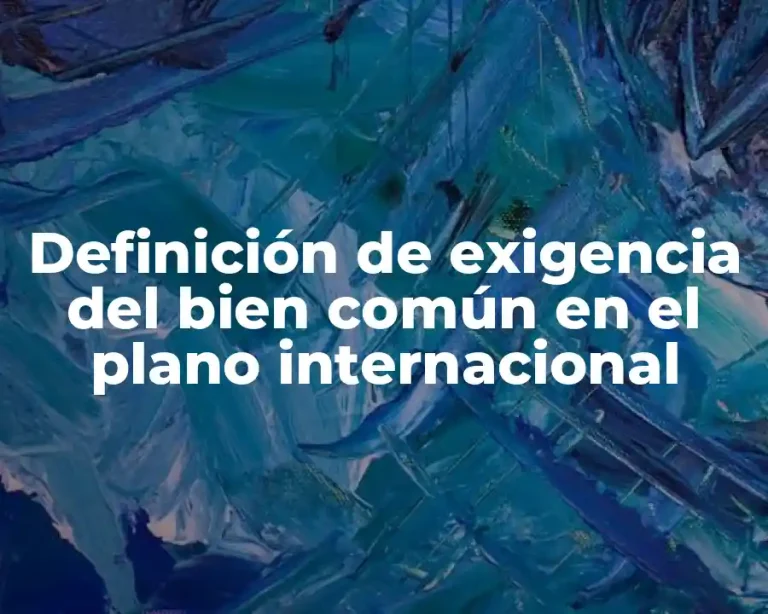 Definición de exigencia del bien común en el plano internacional