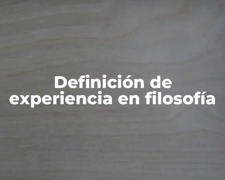 Definición de experiencia en filosofía