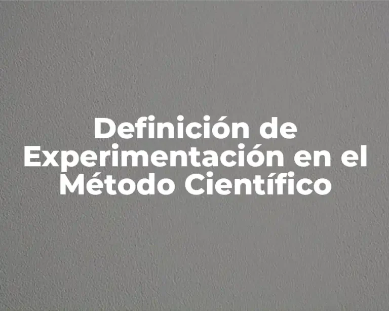 Definición de Experimentación en el Método Científico