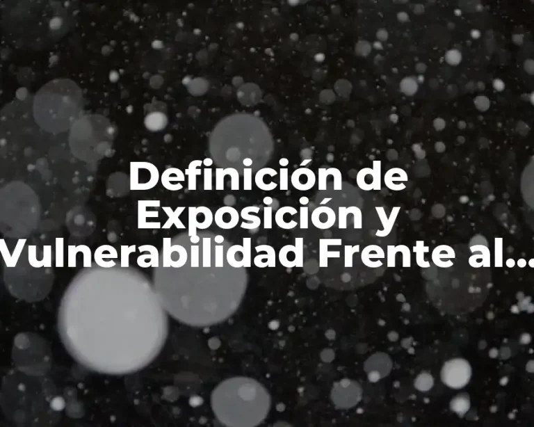 Definición de Exposición y Vulnerabilidad Frente al Cambio Climático