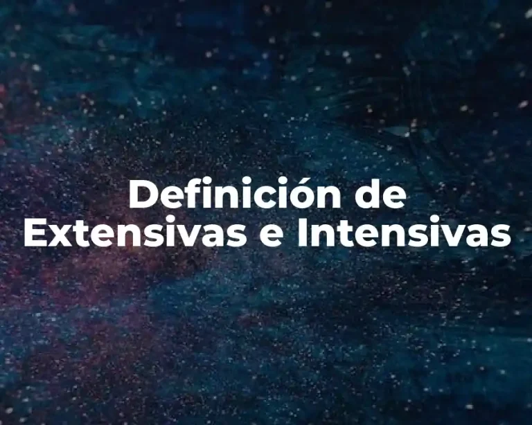 Definición de Extensivas e Intensivas