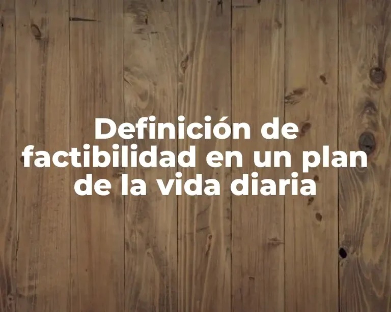 Definición de factibilidad en un plan de la vida diaria