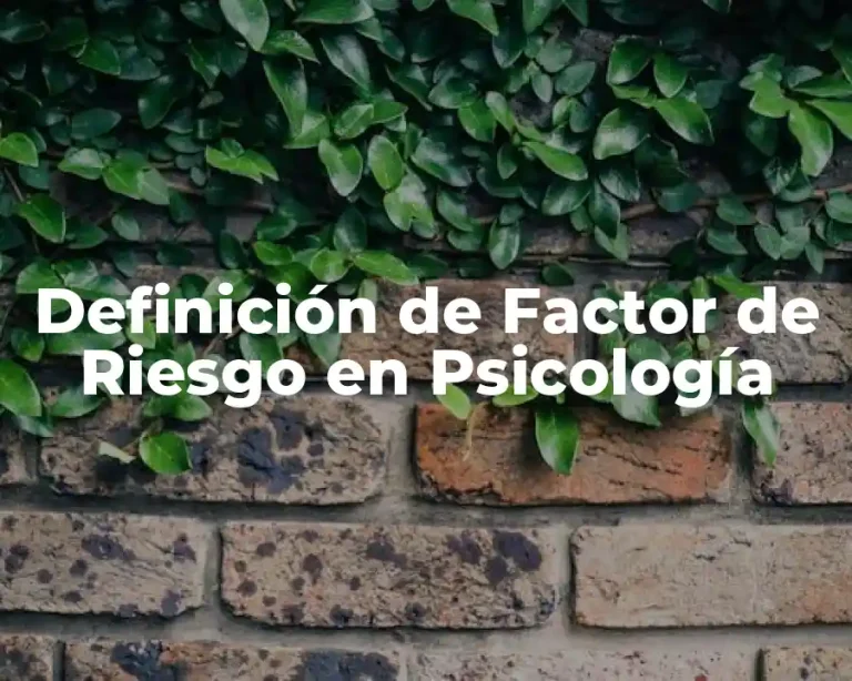 Definición de Factor de Riesgo en Psicología