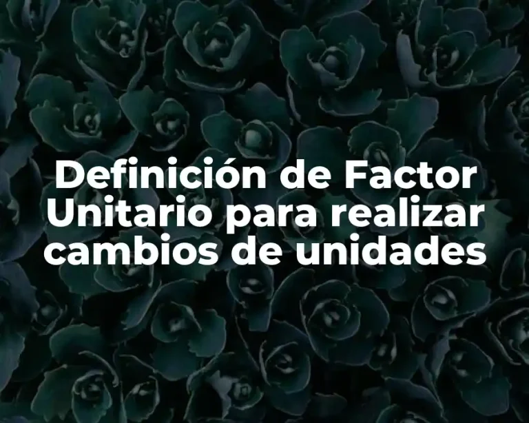Definición de Factor Unitario para realizar cambios de unidades