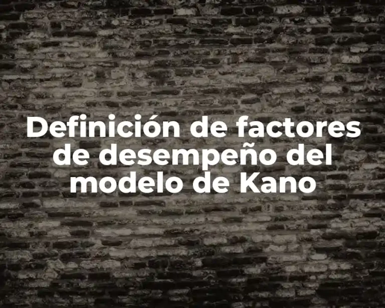 Definición de factores de desempeño del modelo de Kano