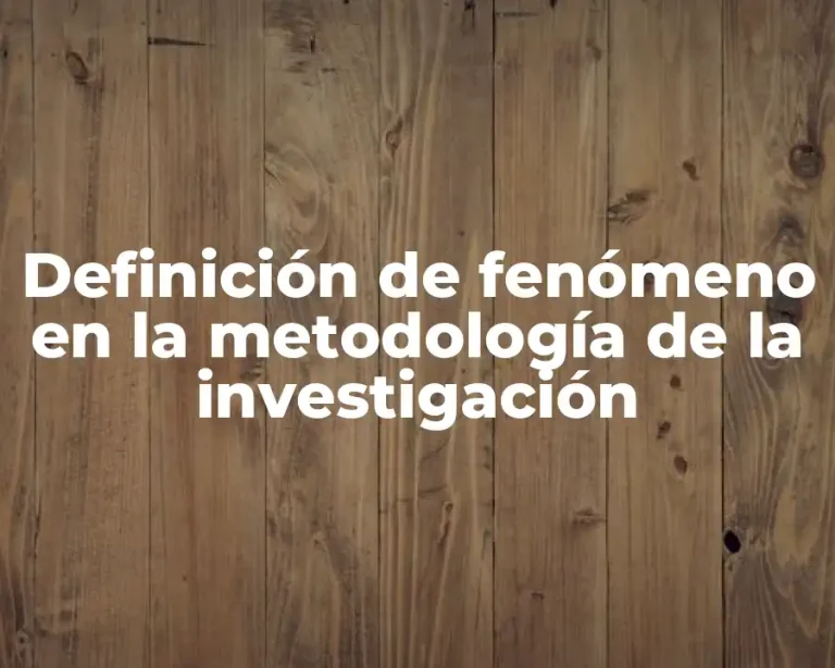 Definición de fenómeno en la metodología de la investigación
