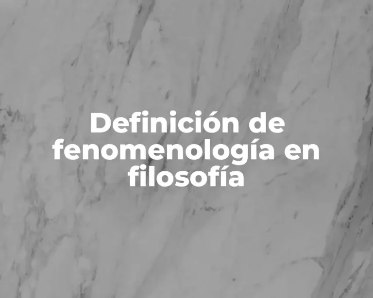 Definición de fenomenología en filosofía