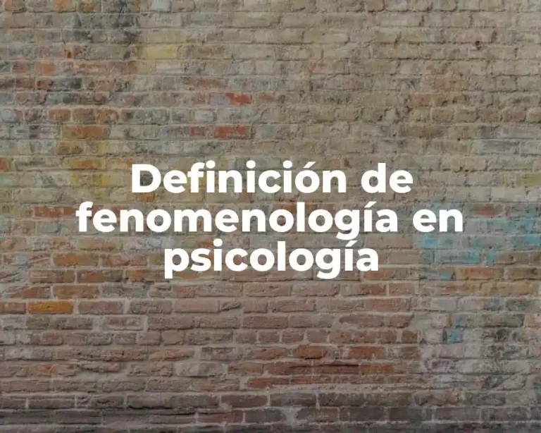 Definición de fenomenología en psicología