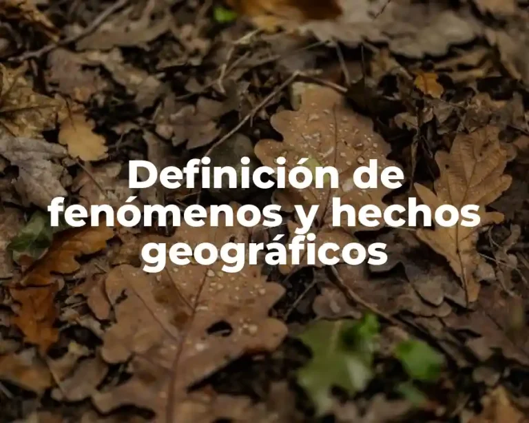 Definición de fenómenos y hechos geográficos