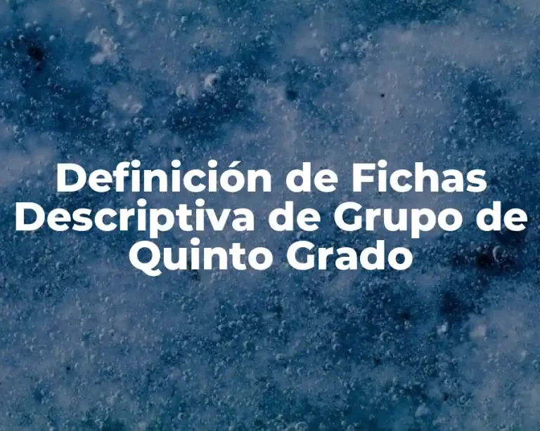 Definición de Fichas Descriptiva de Grupo de Quinto Grado