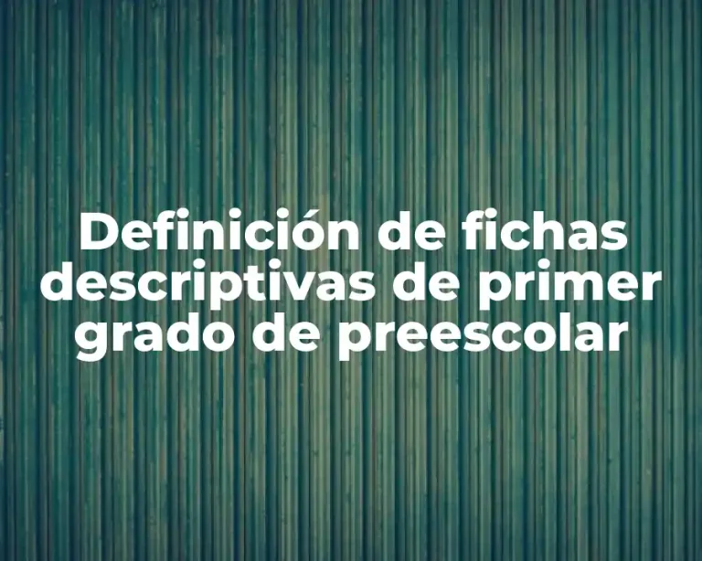 Definición de fichas descriptivas de primer grado de preescolar