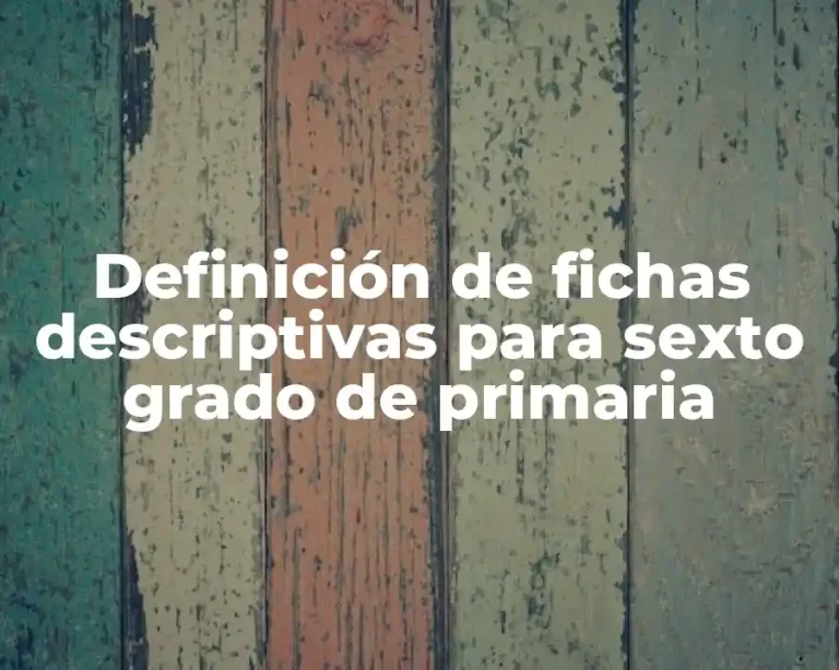 Definición de fichas descriptivas para sexto grado de primaria