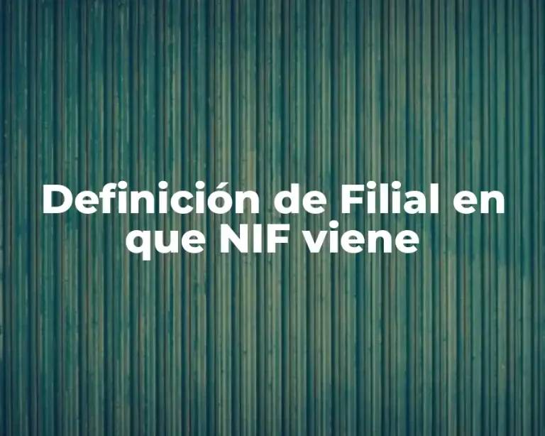 Definición de Filial en que NIF viene